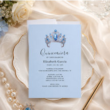 Blauw & Ivoorkleurig Bloemstuk Quinceañera