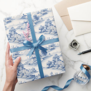 Blauw & Ivoorsluitzegeldoek Cadeaupapier