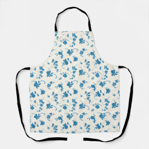 Blauw Ivoren Rococo Elegante Bloemig Schort