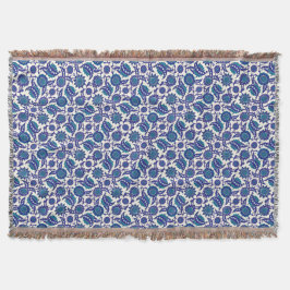 Blauw Iznik Bloempatroon Deken