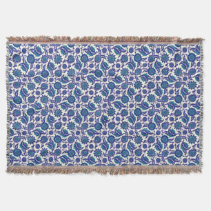 Blauw Iznik Bloempatroon Deken
