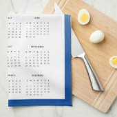 Blauw Jaar 2026 Aangepaste Fotokalender Keukenhand Theedoek (Quarter Fold)