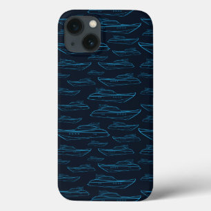 Blauw jacht patroon iPhone 13 hoesje