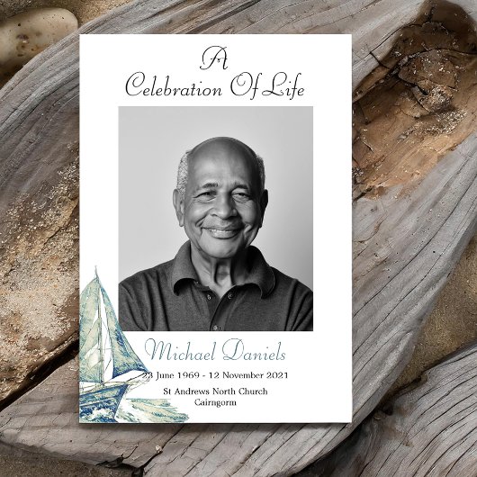 Blauw jacht viering van het leven fotokaart kaart