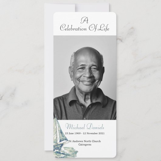 Blauw jacht viering van het leven fotokaart kaart (Voorkant)