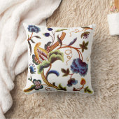 Blauw Jacobean Crewel Borduurwerk Kussen (Deken)