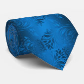 Blauw Jacquard Satijn Elegant Stropdas (Opgerold)
