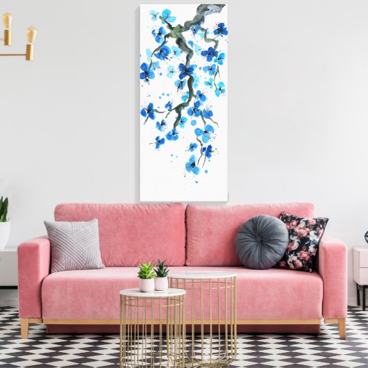 Blauw Japans blad afdrukken (Insitu (Woonkamer))