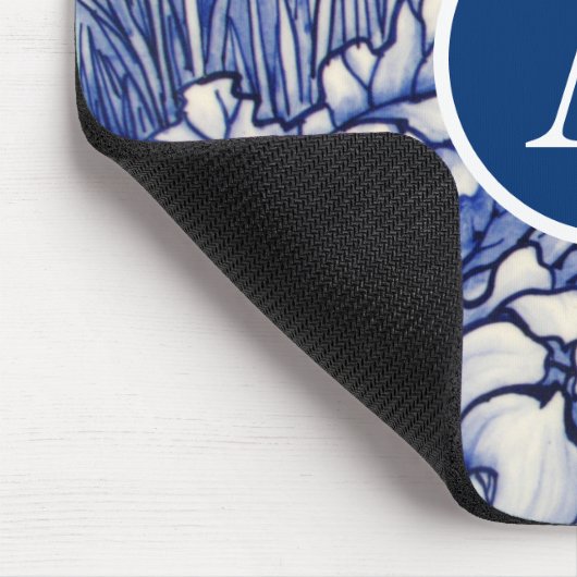 BLAUW JAPANS FLORAL DESIGN DIY INITIAAL Mousepad Muismat (Hoek)