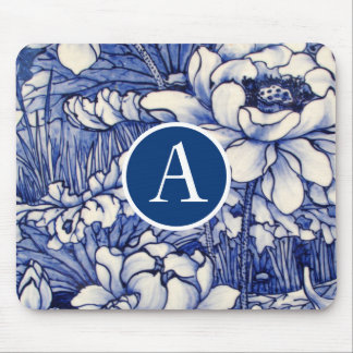BLAUW JAPANS FLORAL DESIGN DIY INITIAAL Mousepad Muismat