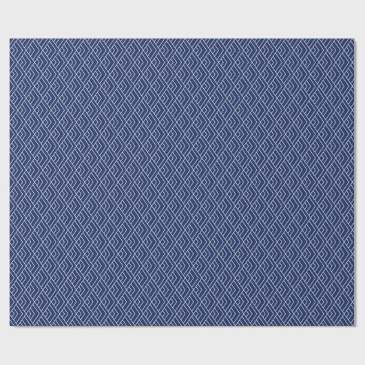 Blauw Japans geometrisch naadloos patroon Cadeaupapier (Vlak)