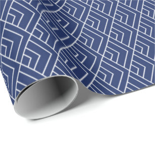 Blauw Japans geometrisch naadloos patroon Cadeaupapier
