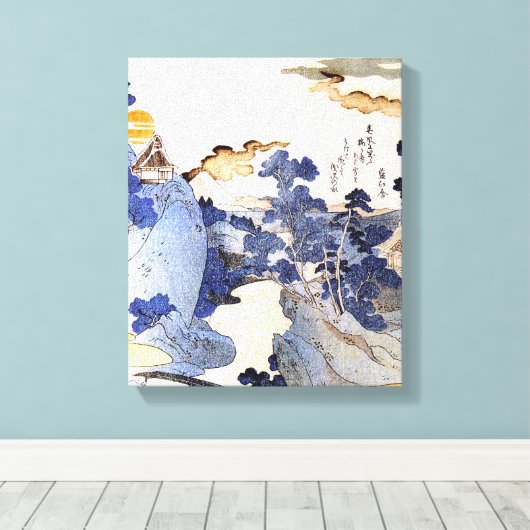  Blauw Japans Kunstbos Ukiyo-E Canvas Afdruk (Insitu (Houten vloer))