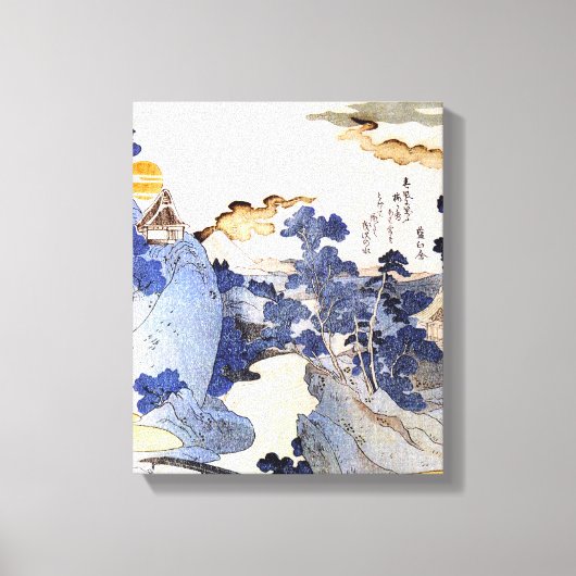  Blauw Japans Kunstbos Ukiyo-E Canvas Afdruk (Voorkant)