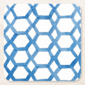 Blauw Japans patroon waterverf Kartonnen Onderzetters (Voorkant)