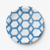 Blauw Japans patroon waterverf Papieren Bordje (Voorkant)