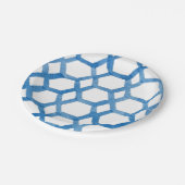 Blauw Japans patroon waterverf Papieren Bordje (Gekanteld)