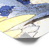 blauw Japans Woodblock Ukiyo-E Poster (Hoek)