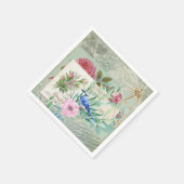  blauw Jay Bird Roze Rose Floral Collage Servetten (Hoek)