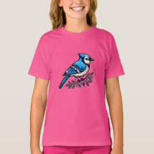 Blauw Jay vogel Kinder Basic T-shirt
