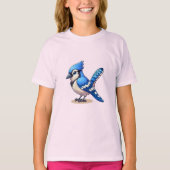 Blauw Jay vogel Kinder Basic T-shirt (Voorkant)