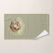 Blauw Jay vogelhuisje bloemen Nest veer blauw roze Bad Handdoek (Handdoek)