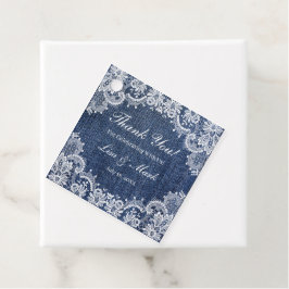 Blauw Jean Denim en kant Bedankjes Labels