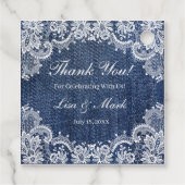 Blauw Jean Denim en kant Bedankjes Labels (Achterkant)