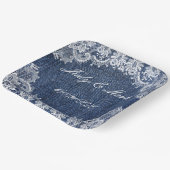Blauw Jean Denim en kant Papieren Bordje (Gebogen)