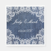 Blauw Jean Denim en Lace Paper Servet (Voorkant)