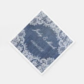 Blauw Jean Denim en Lace Paper Servet (Hoek)