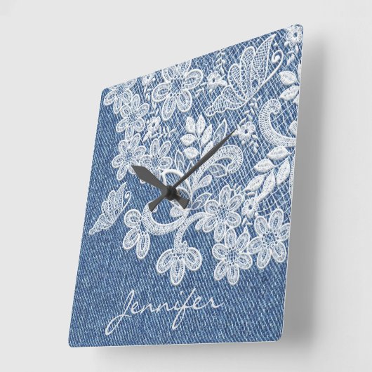  Blauw Jean Denim Kant Wandklok (Hoek)