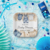 Blauw Jean Denim Papieren Bordje (Feest)