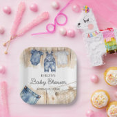 Blauw Jean Denim Papieren Bordje (Feest)