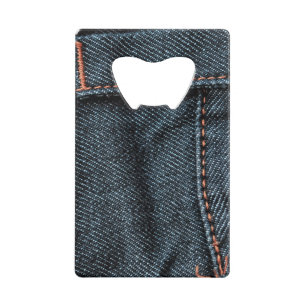 Blauw Jean Stitching Creditkaart Flessenopener