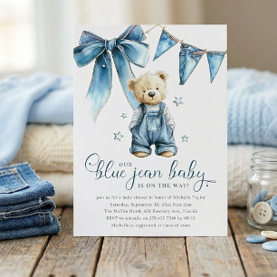 Blauw jeans baby denim baby shower kaart