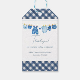 Blauw jeans babyshower dank je wel cadeaulabel