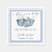 Blauw jeans babyshower servet (Voorkant)