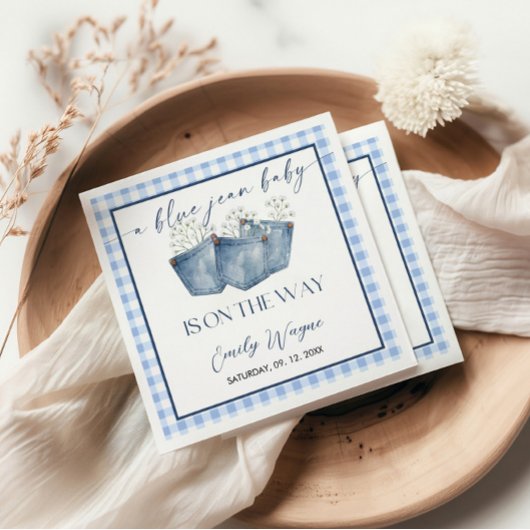 Blauw jeans babyshower servet