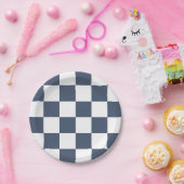 Blauw Jeans blauw/wit gecheckt Papieren Bordje (Feest)