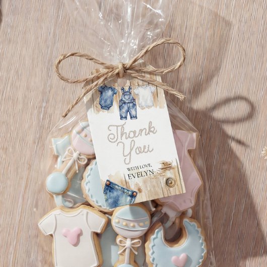 Blauw jeans denim cadeaukaart cadeaulabel