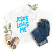 Blauw "Jesus Loves Me" Baby T-shirt