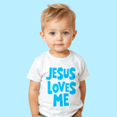 Blauw "Jesus Loves Me" Baby T-shirt