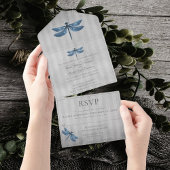 Blauw Jeweled Dragonfly Bruiloft All In One Uitnodiging