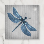 Blauw Jeweled Dragonfly Bruiloft Bedankjes Labels (Achterkant)