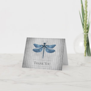 Blauw Jeweled Dragonfly bruiloft dank u Bedankkaart