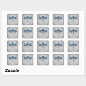 Blauw Jeweled Dragonfly bruiloft dank u Vierkante Sticker (Vel)
