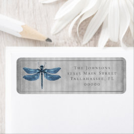 Blauw Jeweled Dragonfly Bruiloft Etiket