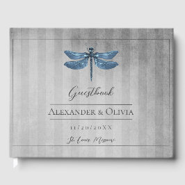 Blauw Jeweled Dragonfly Bruiloft Gastenboek