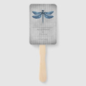 Blauw Jeweled Dragonfly bruiloft gunst Handwaaier (Achterkant)